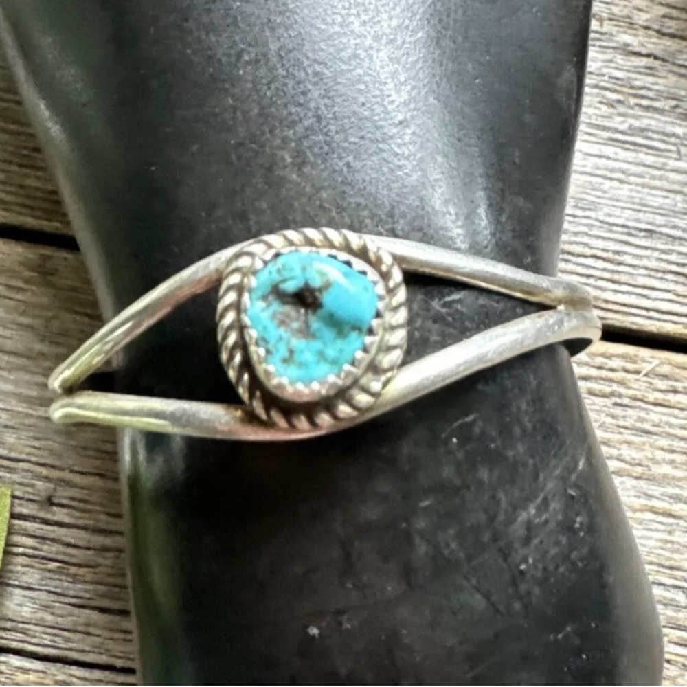 Baby Navajo Sterling Silver Blue Turquoise Cuff Bracelet